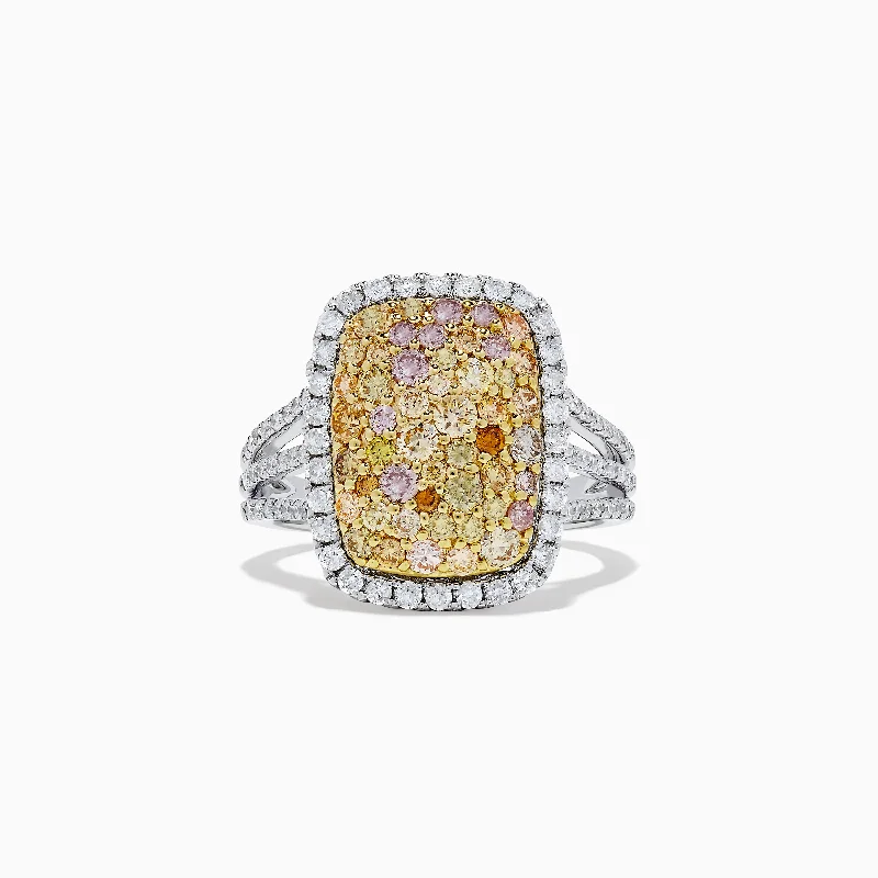 14K Two Tone Gold Yellow and White Diamond Ring, 1.60 TCW