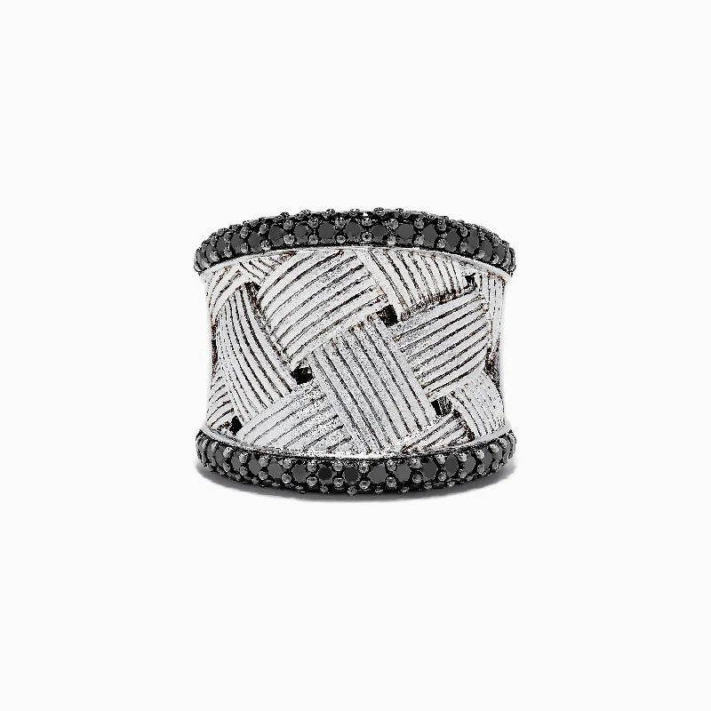 925 Sterling Silver Black Diamond Woven Ring, 1.23 TCW