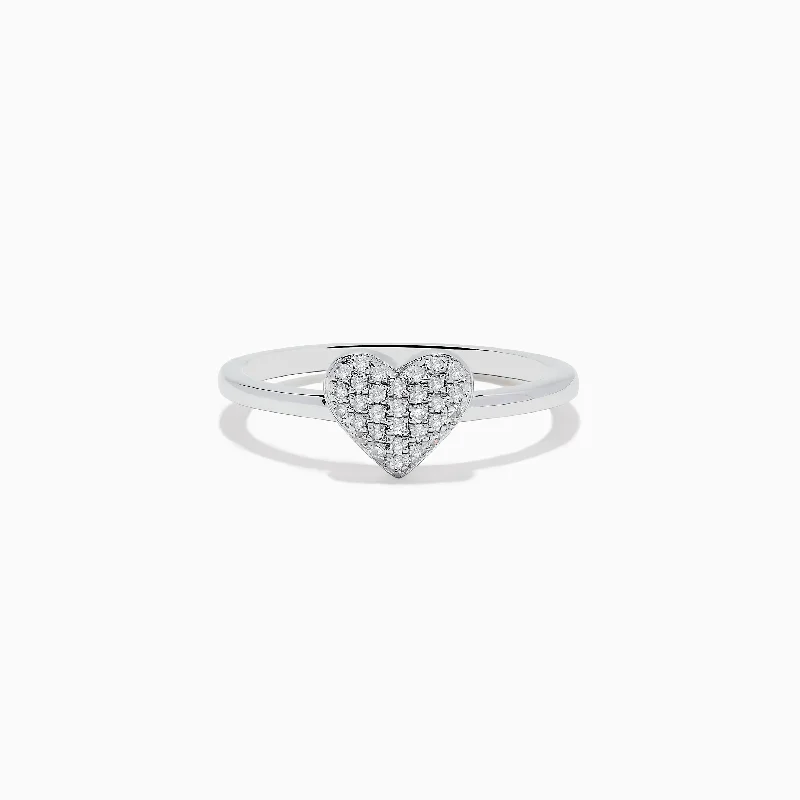 925 Sterling Silver Diamond Heart Ring