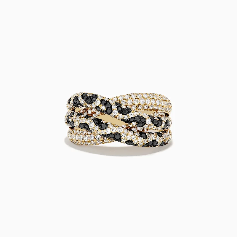 Signature 14K Yellow Gold Black Diamond Spot Crossover Ring