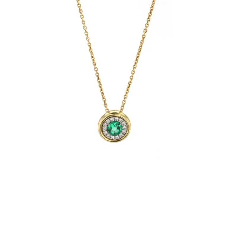 17" Emerald & Diamond Pendant Necklace | 10259198