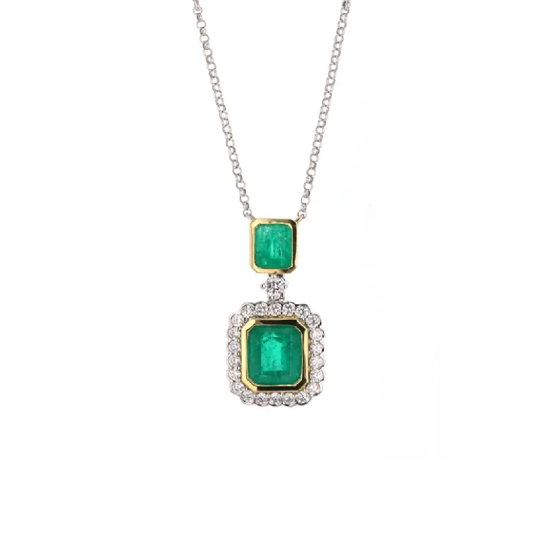 Emerald & Diamond Pendant Necklace