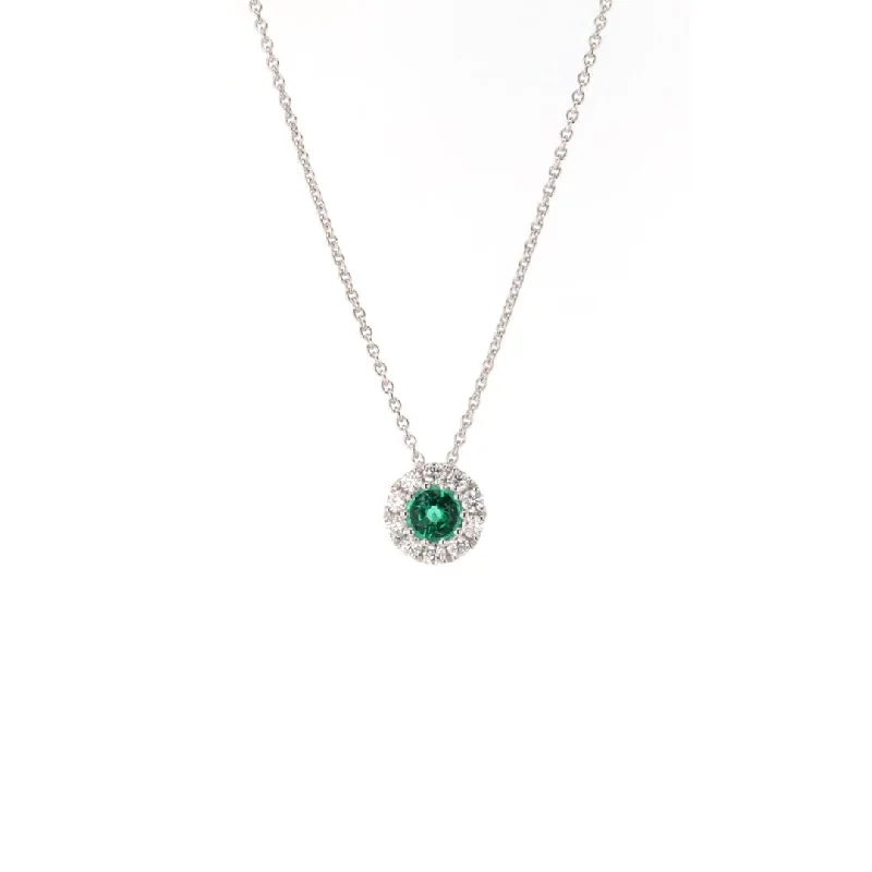 17" Emerald & Diamond Pendant Necklace | 10268628