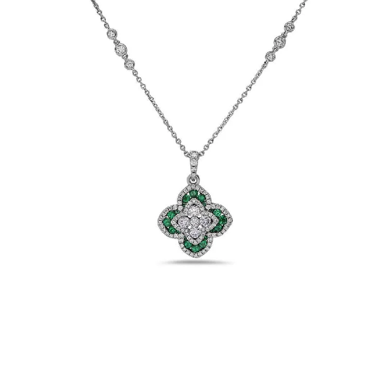 17" Emerald & Diamond Pendant Necklace | M10270035