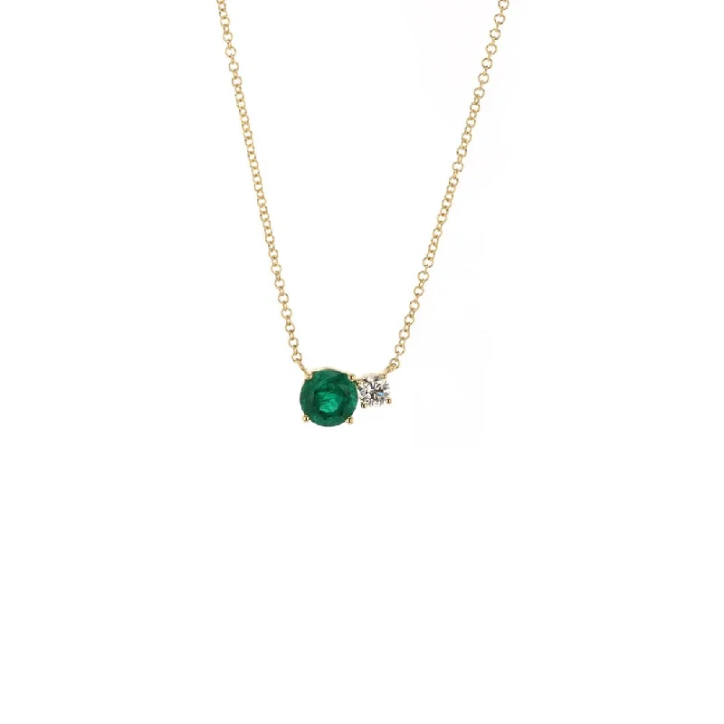 Emerald & Diamond Pendant Necklace