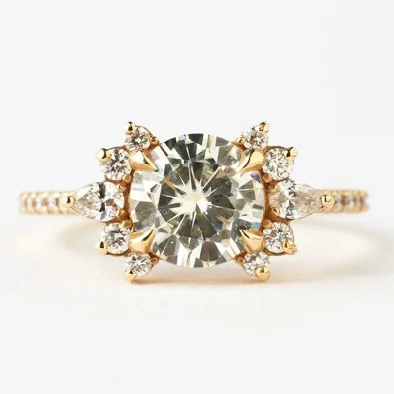 14 K Yellow Gold Vintage Style Engagement Rings For Her