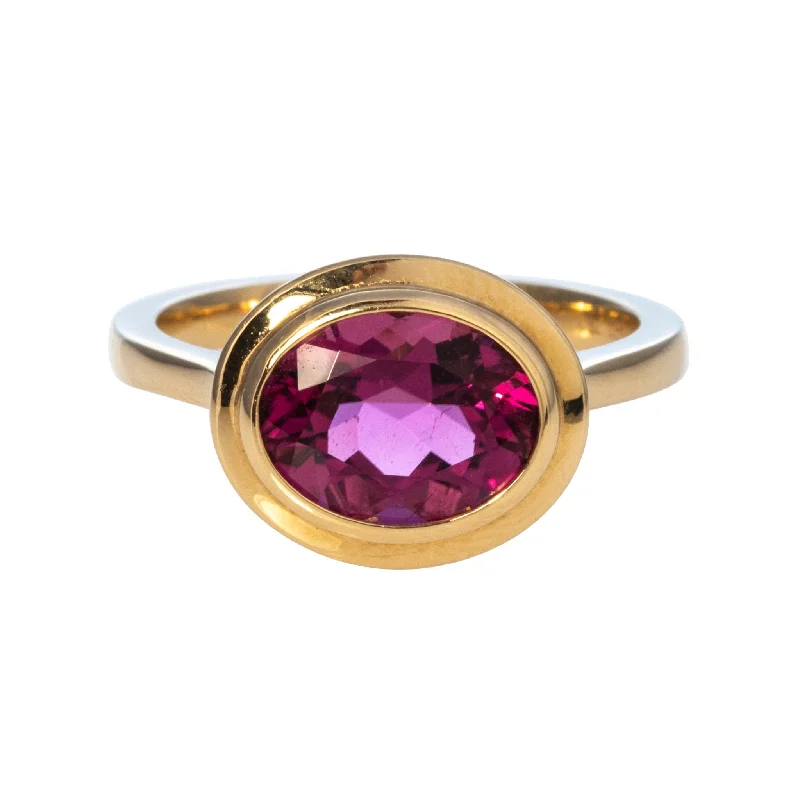 Goshwara Oval Rubellite Bezel Set 18K Gold Ring