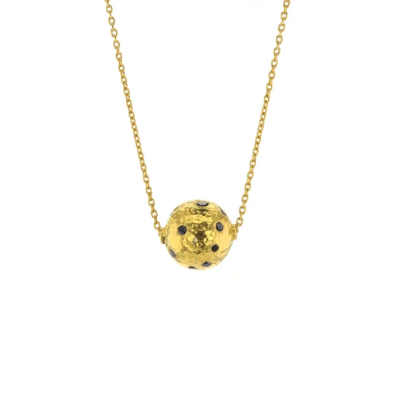 Hammered Black Diamond Sphere Pendant Necklace