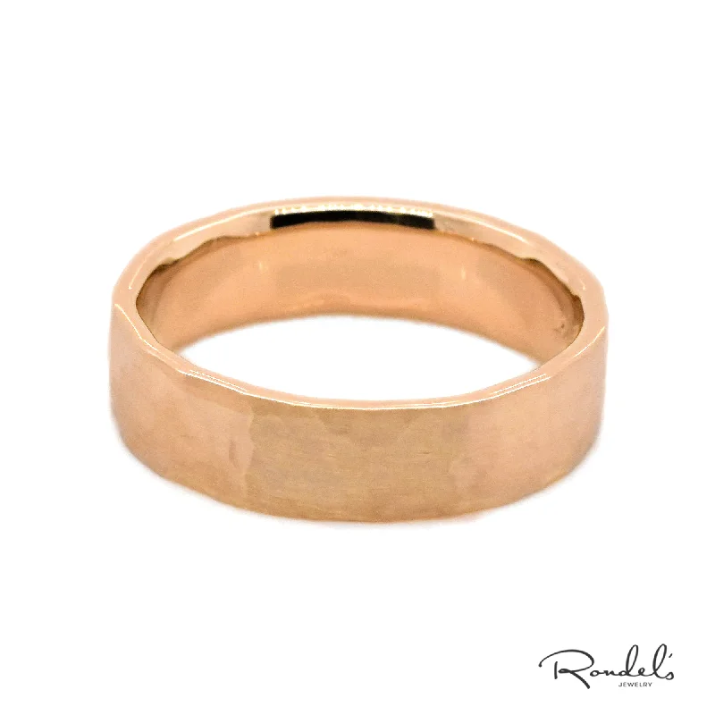 14K Hammered Rustic Gold Wedding Band