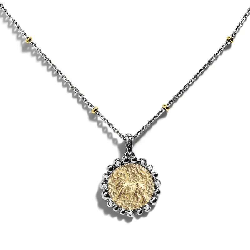 Leo Zodiac Pendant with Diamonds