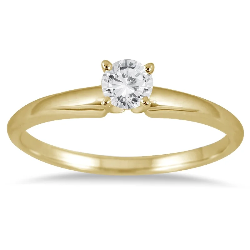 Marquee 1/10 Carat Round Diamond Solitaire Ring in 14K Yellow Gold