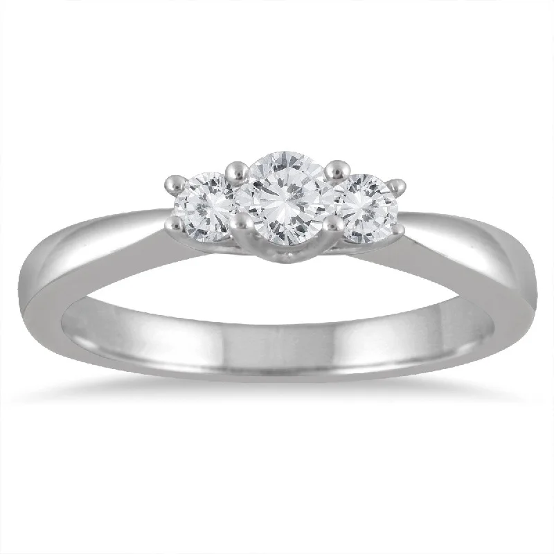 Marquee 1/3 Carat TW Three Stone Diamond Ring in 10K White Gold