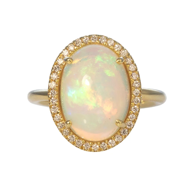 Mazza Opal Doublet & Diamond Halo 14K Gold Ring