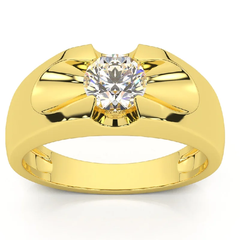 Men's 3/4Ct Solitaire Diamond Wedding Anniversary Ring 14k Gold Band Lab Grown