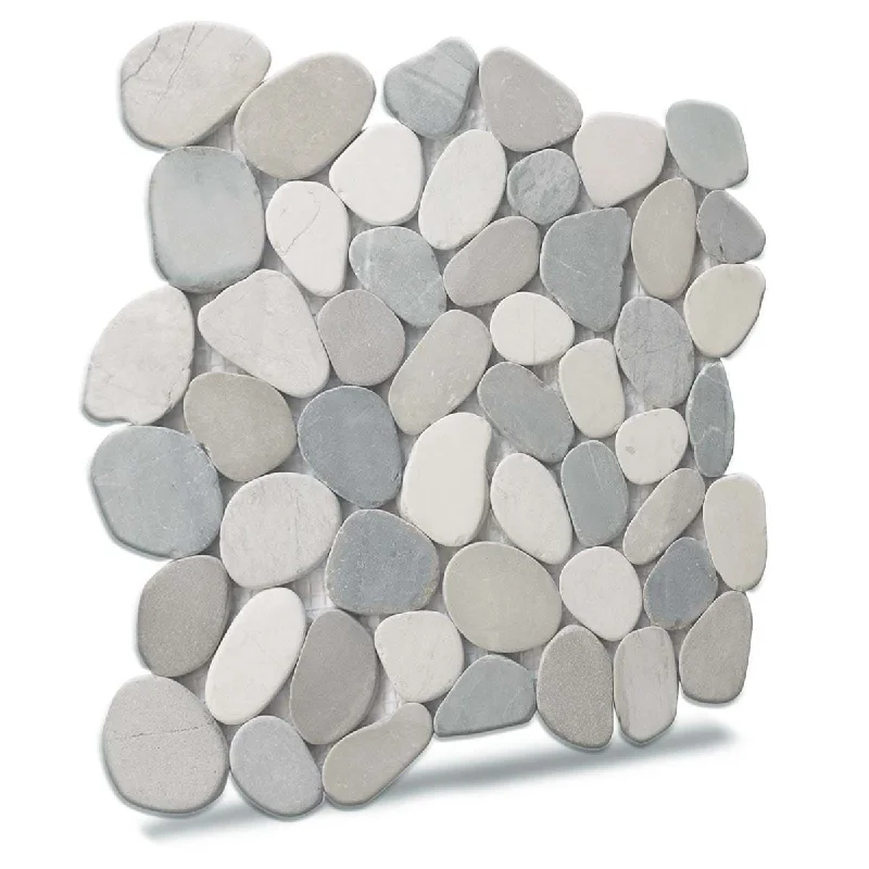 Mix Blend Sliced Pebble Mosaic, Backsplash Kitchen Walls, Shower and Bathroom Floors 12" X 12" (5 Sqft per case)