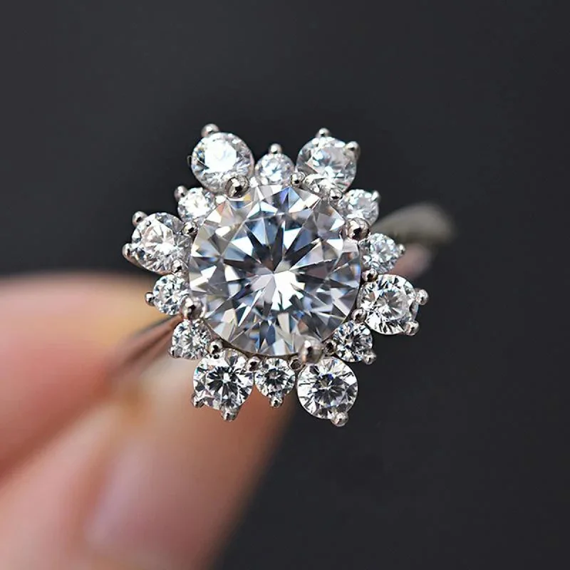 2 CT Moissanite Snowflake Engagement Ring For Her