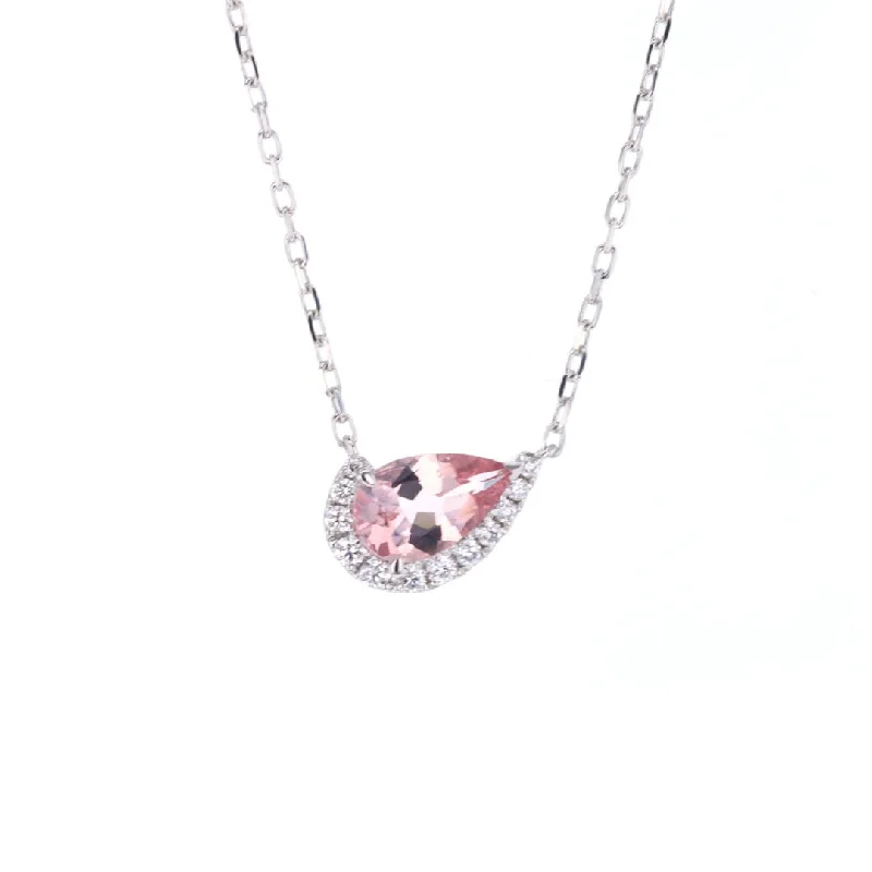 Morganite & Diamodn Pendant Necklace