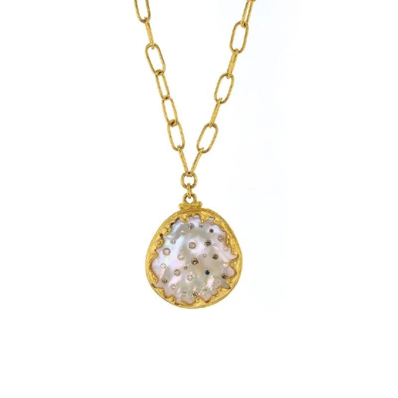 Mother of Pearl & Diamond Pendant Necklace