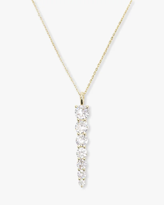 "Oh She Fancy" 7-Drop Necklace - Gold|White Diamondettes