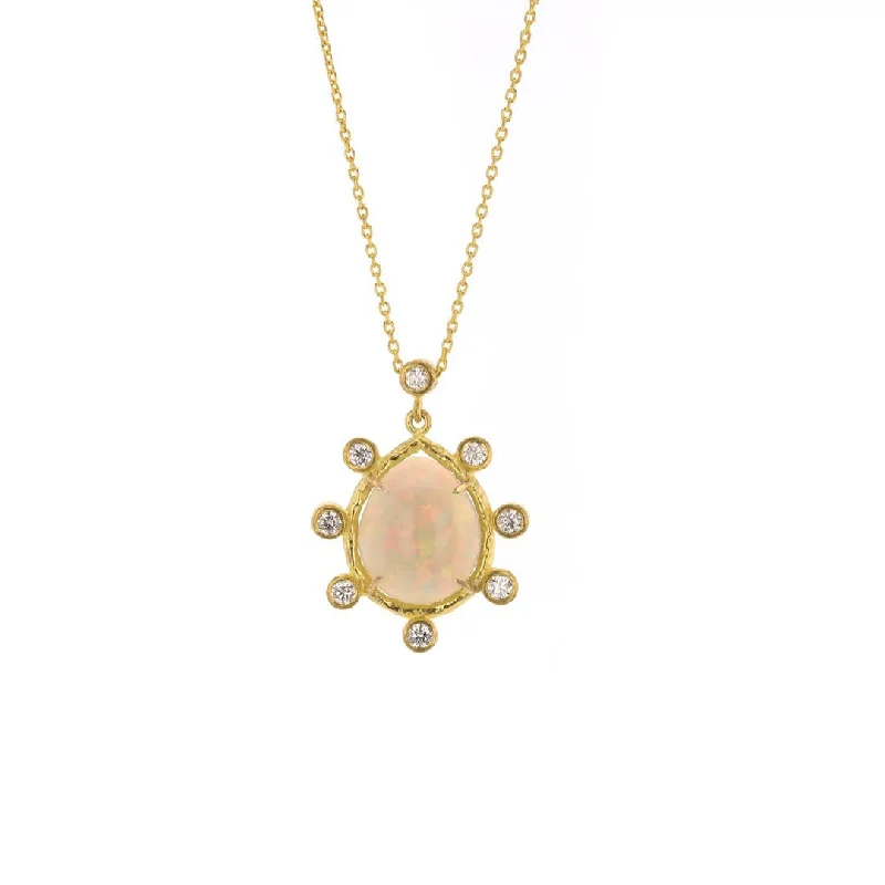 Opal & Diamond Pendant Necklace