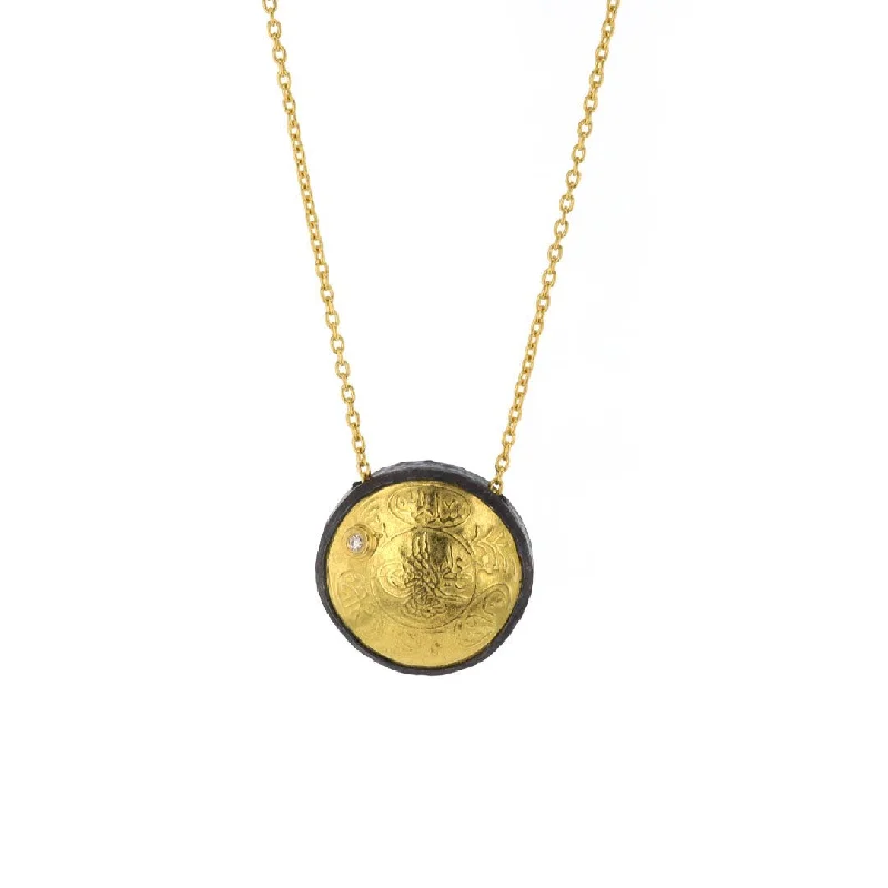 Ottoman Empire Coin & Diamond Pendant Necklace