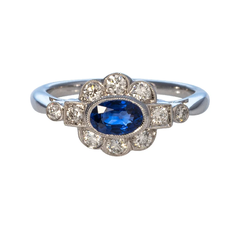 Oval Sapphire & Diamond 14K White Gold Ring