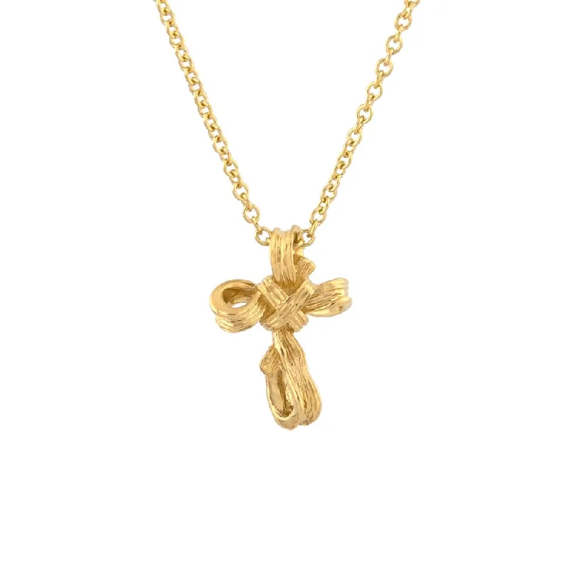 Palm 15mm Cross Pendant in 18K Gold