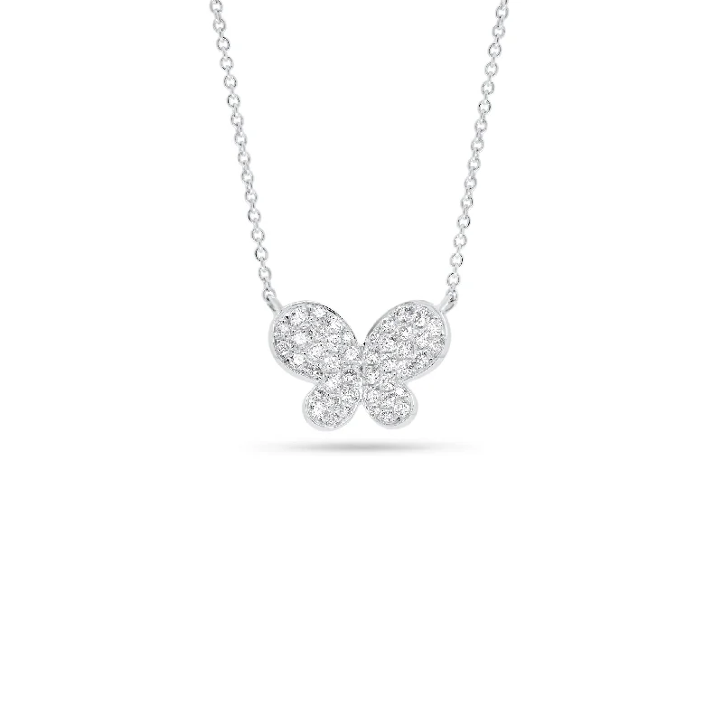 Pave Diamond Puffy Butterfly Pendant