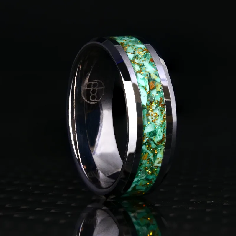 Radiant Caribbean Glowstone Ring on Tungsten