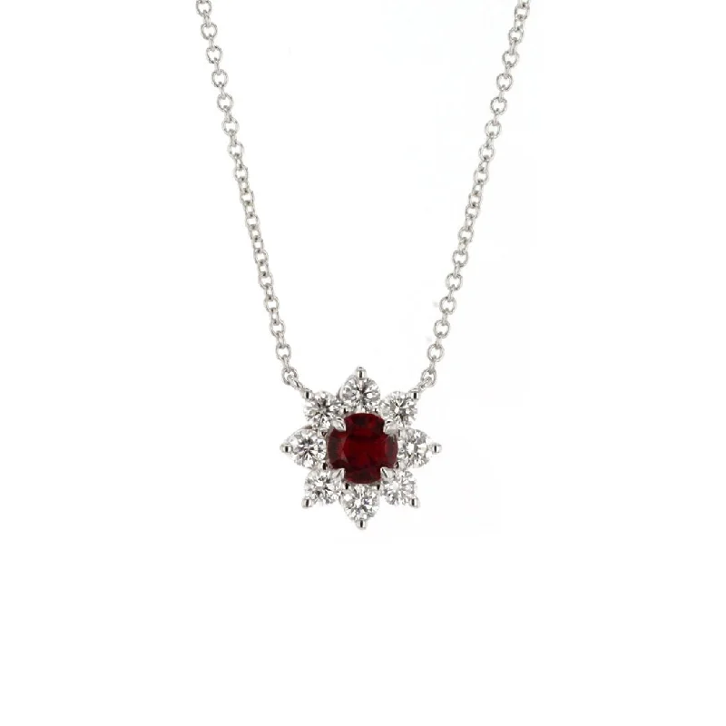 18" Ruby & Diamond Stationary Pendant Necklace | M10265956