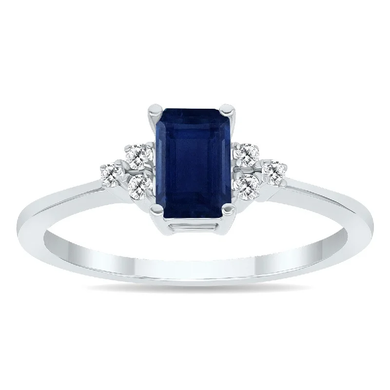 Sapphire and Diamond Regal Ring in 10k White Gold