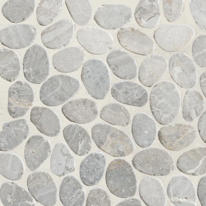 Smoke Grey Sliced Pebble Mosaic, Backsplash Kitchen Walls, Shower and Bathroom Floors 12" X 12" (5 Sqft per case)