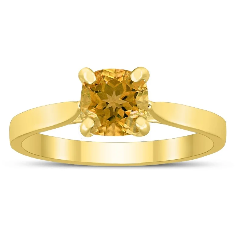 Square Princess Cut 6MM Citrine Solitaire Ring in 10K Yellow Gold