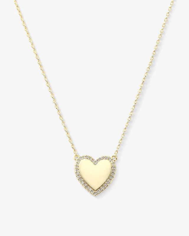 You Have My Heart Pavé Necklace 15" - Gold|White Diamondettes