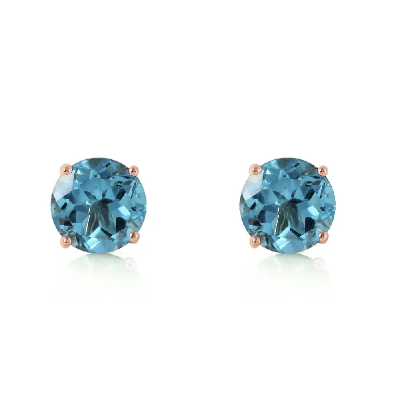 0.95 CTW 14K Solid Rose Gold Petite Blue Topaz Stud Earrings