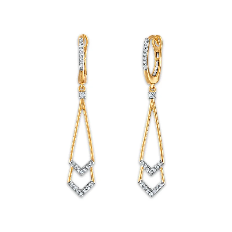 1/5 CTW Diamond Drop & Dangle Fashion Earrings in 10KT Yellow Gold