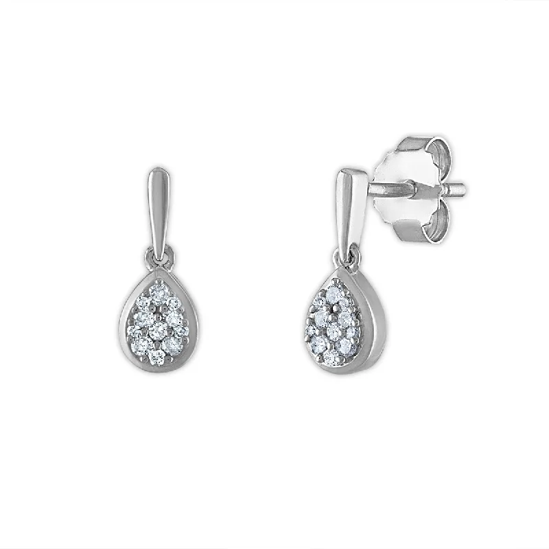 1/6 CTW Diamond Drop & Dangle Earrings in Sterling Silver