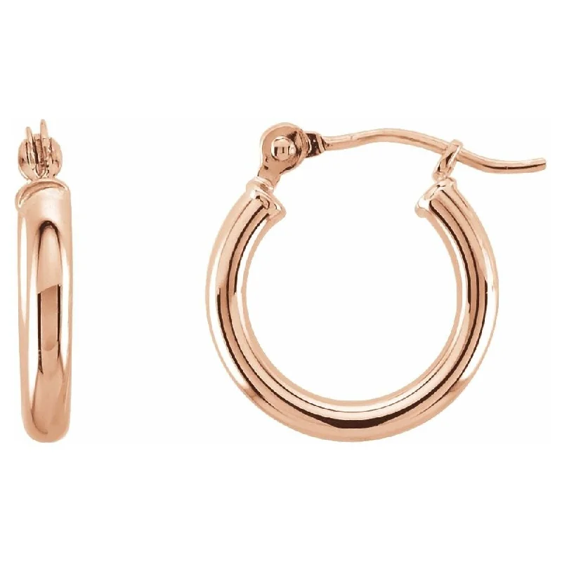 14k Rose Gold 13 mm Hoop Earring for Women