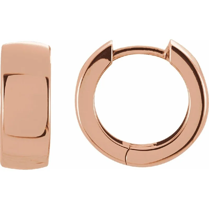 14k Rose Gold 14 mm Hinged Hoop Earring for Women