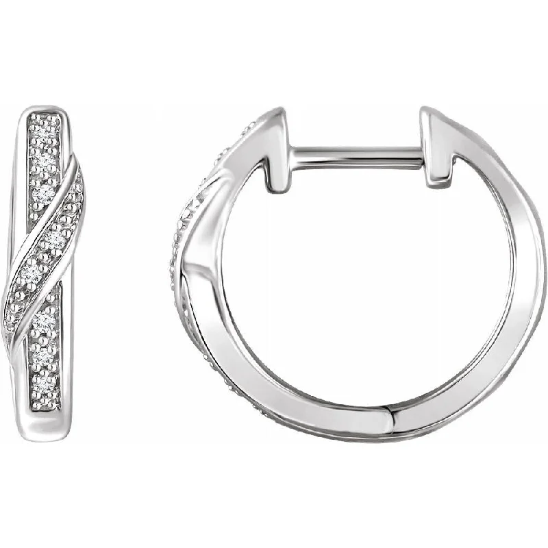 14k White Gold .05 CTW Diamond Hoop Earring for Women