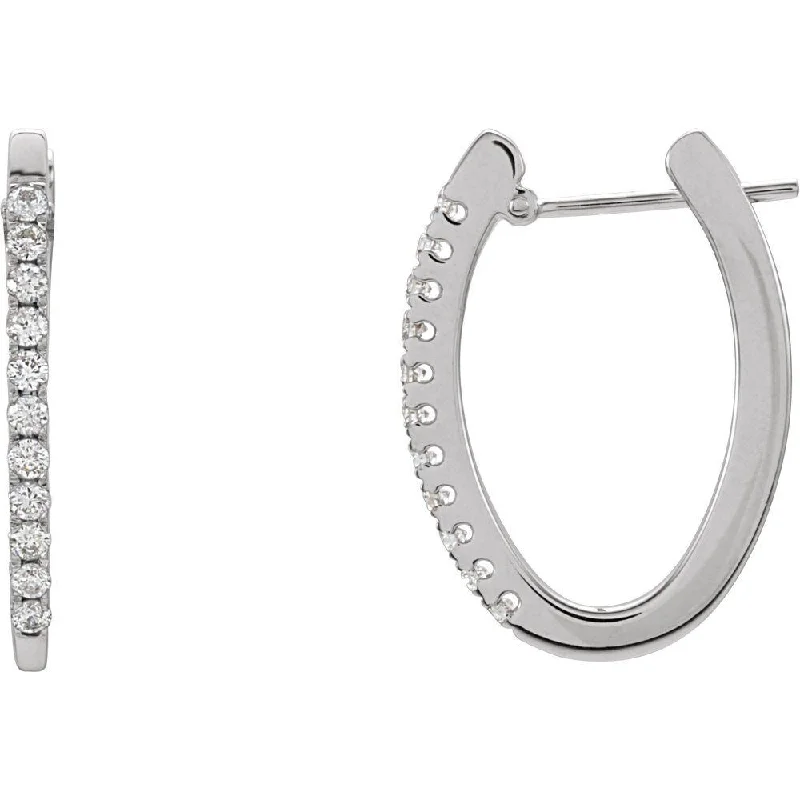 14k White Gold 1/3 CTW Diamond Hoop Earring for Women