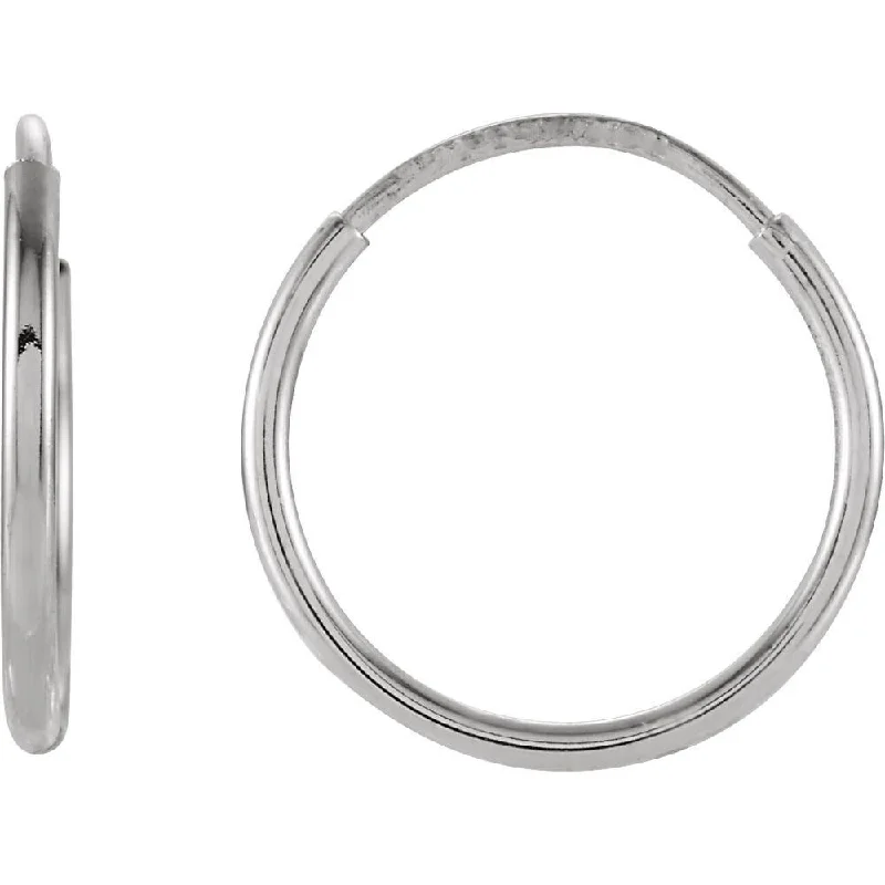 14k White Gold 12 mm Endless Hoop Earring for Women