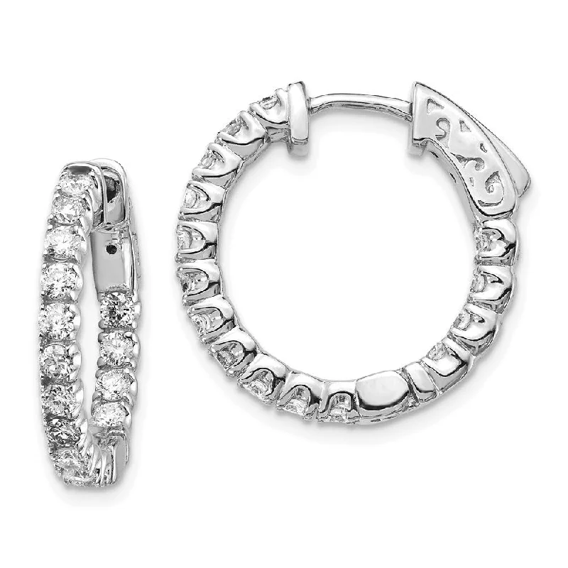 14k White Gold Lab Grown Diamond Hoop Earrings ( Clarity- SI1-SI2, Color- G-H)