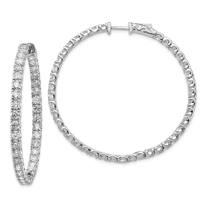 14k White Gold Lab Grown Diamond Hoop Earrings ( Clarity- SI1-SI2, Color- G-H)