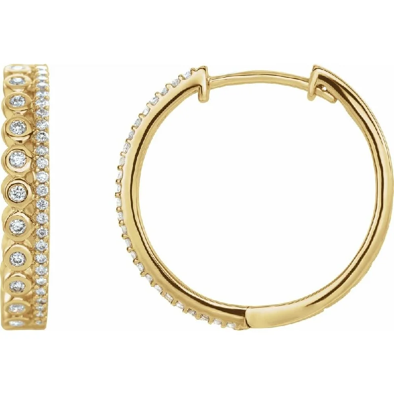 14k Yellow Gold 1/3 CTW Diamond Geometric Hoop Earring for Women