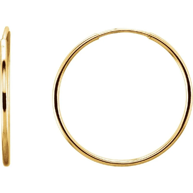 14k Yellow Gold 20 mm Endless Hoop Earring for Women