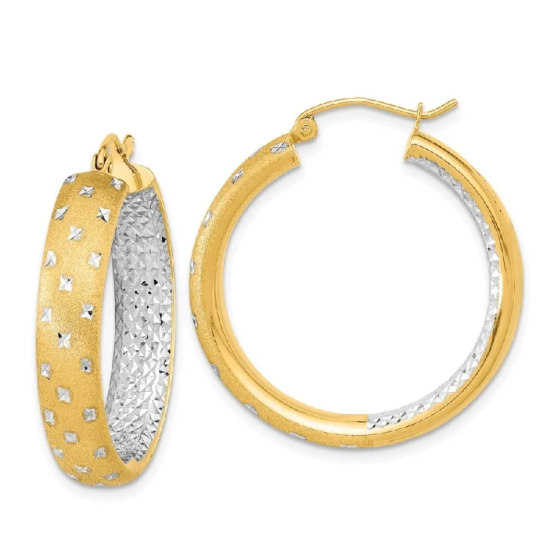 14k Yellow Gold Satin Hoop Earrings (L-31.85 mm, W-29.25 mm)