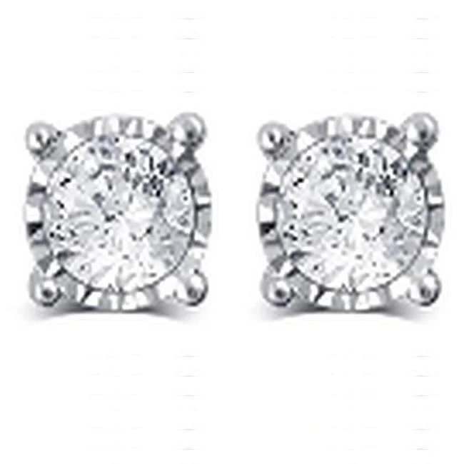 3/4 CTW Diamond Illusion Set Stud Earrings in 14KT White Gold