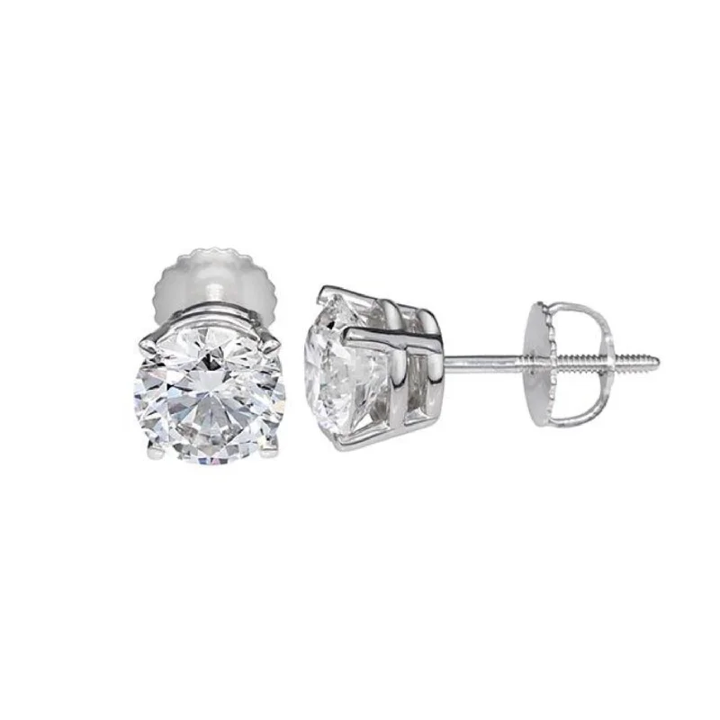 Signature Certificate EcoLove 3/4 CTW Round Lab Grown Diamond Solitaire Stud Earrings in 14KT White Gold