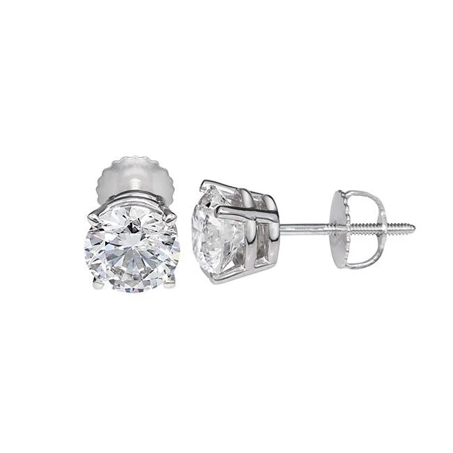 Signature Certificate EcoLove 3 CTW Round Lab Grown Diamond Solitaire Stud Earrings in 14KT White Gold